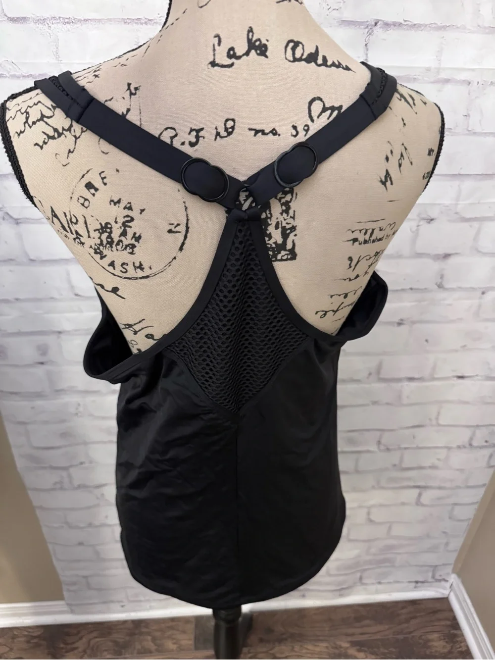 City Chic Med Black Mesh Underwire Racerback Swimsuit Top Tankini Slimming